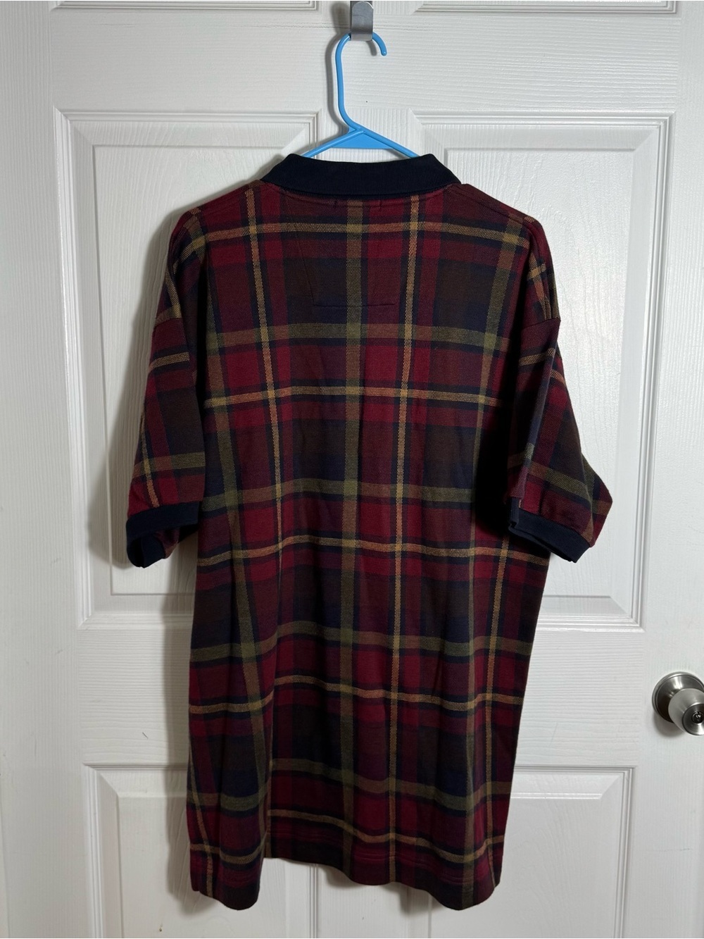 Vintage Nautica Plaid Polo Shirt Red Blue Men’s LG Cotton - Picture 2 of 5